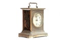 Old broken mantel clock on a white background Royalty Free Stock Photo