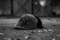 Old and broken miner helmet. Royalty Free Stock Photo