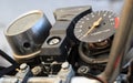 Old broken motorbike speed meter closeup detail view Royalty Free Stock Photo