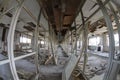 Old broken office space, walls. taken with 8mm fisheye lens Royalty Free Stock Photo