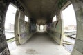 Old broken passage tunnel with light at the end, photographed with Wide-angle lens Royalty Free Stock Photo