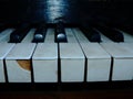 Old broken piano keyboard with blurred background Royalty Free Stock Photo