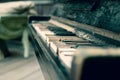 The old broken piano in the wooden house Royalty Free Stock Photo