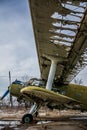 Old broken plane on the airfield Royalty Free Stock Photo