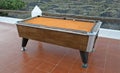 Old broken pooltable outside on Lanzarote