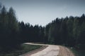 Lonely road in the dark forest Royalty Free Stock Photo