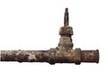 Old broken sanitary valve isolated on white background