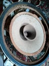 Old broken Soviet-made speaker 10gdsh-1-4. repair of old speaker Royalty Free Stock Photo