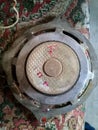 Old broken Soviet-made speaker 10gdsh-1-4. repair of old speaker Royalty Free Stock Photo