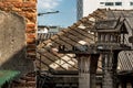 Old broken spirit houses or joss houses abandoned on abandoned building