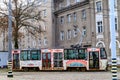 Old broken tram depot in the city of Szczecin, Poland