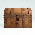 Old and broken vintage pirate treasure chest. Rotten and broken. For storing valuables Made of cracked wood And rusted metal