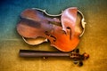 Old broken violin Royalty Free Stock Photo