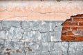 Old broken wall with visible bricks texture Royalty Free Stock Photo