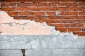 Old broken wall with visible bricks texture Royalty Free Stock Photo