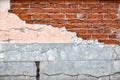 Old broken wall with visible bricks texture Royalty Free Stock Photo