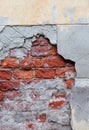 Old broken wall with visible bricks texture Royalty Free Stock Photo