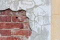 Old broken wall with visible bricks texture Royalty Free Stock Photo