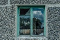 Old broken window in abandoned house Royalty Free Stock Photo