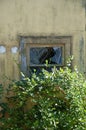 Old broken window rustic building