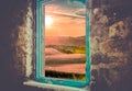 Old broken window Royalty Free Stock Photo