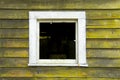 Old Broken Window with White Wooden Frame Royalty Free Stock Photo