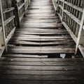 Old and broken wooden bridge Royalty Free Stock Photo