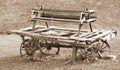 old broken wooden chariot of pioneers