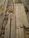 Old broken wooden floor that needs reconstruction Royalty Free Stock Photo