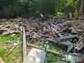 old and broken wooden planks and boards outdoors Royalty Free Stock Photo