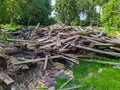 old and broken wooden planks and boards outdoors Royalty Free Stock Photo