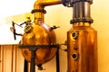 Old metal alcohol distiller in the distillery Royalty Free Stock Photo