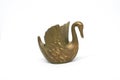 Old bronze candlestick in shape Swan isolated on a white background Royalty Free Stock Photo