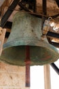 Old bronze church bell used to summon christians for prayers and tell the time to residents