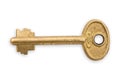 Old bronze key isolated. Royalty Free Stock Photo