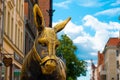 Old bronze sculpture of a donkey on the street in the historical district of Torun Royalty Free Stock Photo