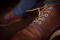 Old brown boot leather shoes Royalty Free Stock Photo