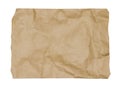 Old brown crumpled textured paper isolated on white background.