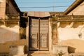 Old brown door in Mandawa haveli, Rajasthan India