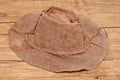 An old brown leather hat