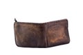 Old brown leather money wallet Royalty Free Stock Photo