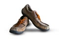 Old Brown leather shoes isolated Royalty Free Stock Photo