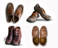 Old Brown leather shoes isolated Royalty Free Stock Photo