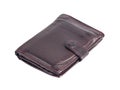 Old brown leather wallet isolated on white background Royalty Free Stock Photo
