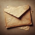 old brown paper envelope. grunge vintage paper on brown background. ai generative Royalty Free Stock Photo