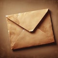 old brown paper envelope. grunge vintage paper on brown background. ai generative Royalty Free Stock Photo