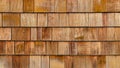 Old brown rustic light bright wooden shingles wall texture - wood background panorama banner Royalty Free Stock Photo