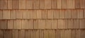 Old brown rustic light bright wooden shingles wall texture - wood background panorama banner Royalty Free Stock Photo