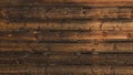 Old brown rustic weathered dark grunge wooden timber table wall floor board texture - wood background banner top view Royalty Free Stock Photo