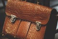 An old brown school bag Royalty Free Stock Photo